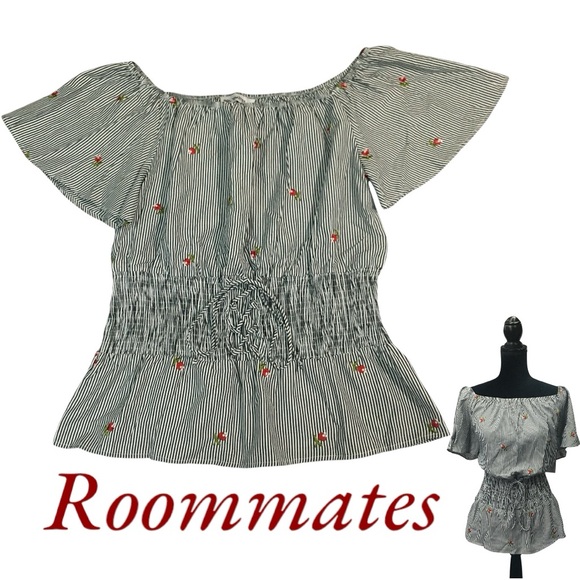 Roommates Striped Floral Lace Up Top Blouse - Women’s 1X NWT - Picture 15 of 15